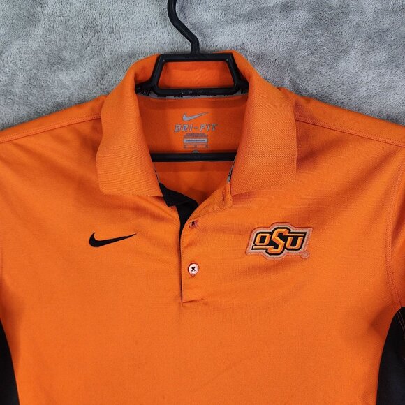 Mens Nike Dri-Fit Orange & Black Polo Shirt OSU Oklahoma State Short Sleeve M - Picture 4 of 12